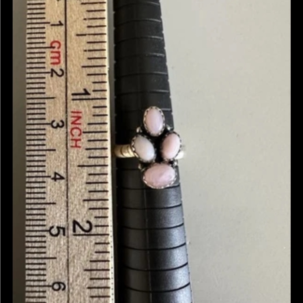 NEW Native Inspired Sterling Silver 925 Stamped Pink Opal Adjustable Ring - Picture 6 of 7
